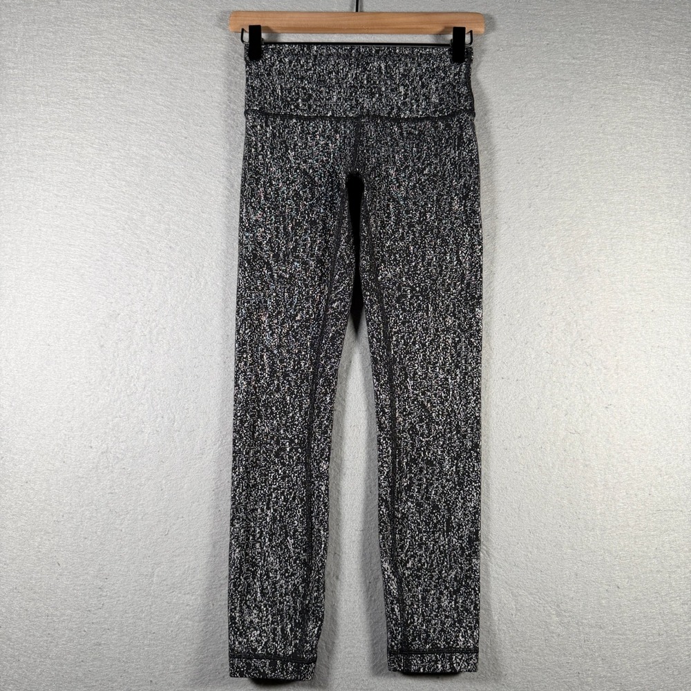 Lululemon High Rise Space Dye Static Black White Leggings Womens Size‎ 4